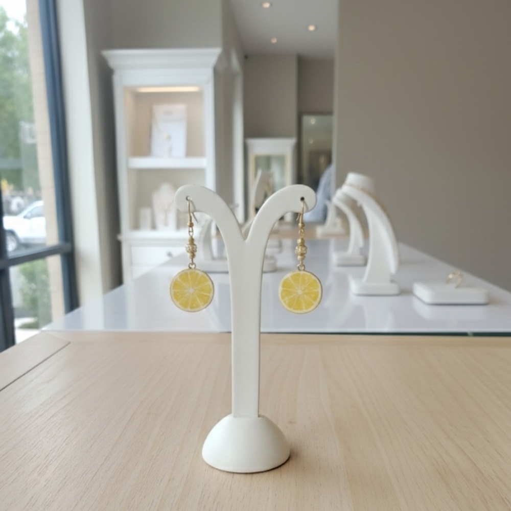 Lemon Slice Drop Earrings - Handcrafted